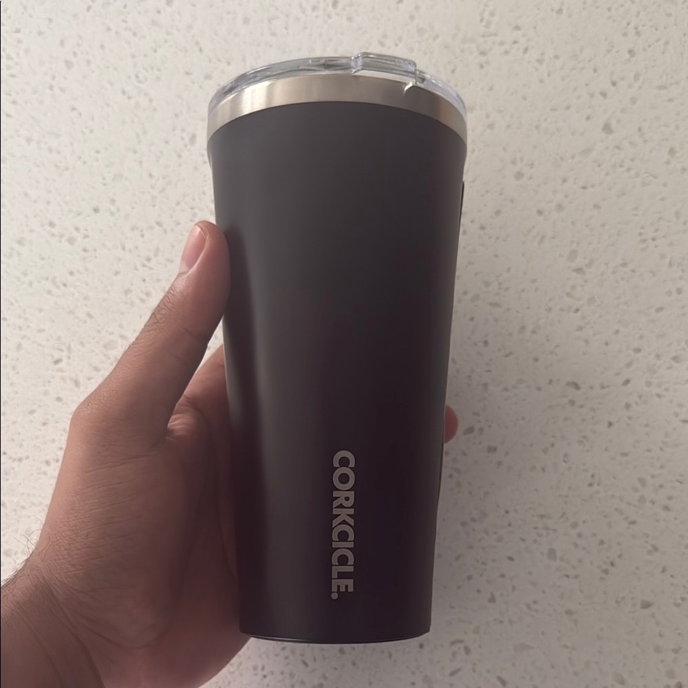 Corkcicle Matte Black Tumbler with Clear Lid
